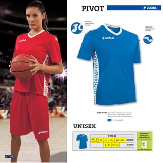 PIVOT
        BORDADO
        EMBROIDERY
        RICAMO
                                                                                          BORDADO
                                                                                          EMBROIDERY
                                                                                          RICAMO




                     1229.98.002 Short Sleeve 100% Polyester interlock
                                     Manga corta 100% Poliester interlock
                                     Manica corta 100% Poliestere interlock

                                               ROYAL/WHITE




     unisex
                                                                                DISPONIBLE
                                                                                AVAILABLE
                                     1229.98.                                  DISPONIBILITA




                                                                                  3
               XS - S            L      XL                        SENIOR
                         M                       XXL - 3XL
               14 - 16
                                6-8        10 - 12                JUNIOR

                                                                              UP TO END OF STOCK 2015




42
 