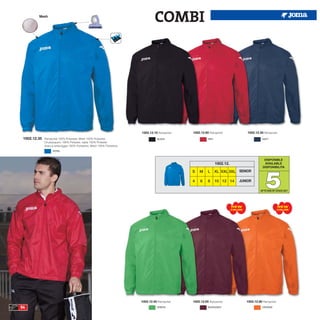 Mesh
                                                                                  COMBI




                                                                         1002.12.10 Rainjacket   1002.12.60 Rainjacket              1002.12.30 Rainjacket
 1002.12.35   Rainjacket 100% Polyester, Mesh 100% Polyester                        BLACK                  RED                                 NAVY
              Chubasquero 100% Poliester, rejilla 100% Poliester
              Giacca antipioggia 100% Poliestere, Mesh 100% Poliestere
                    ROYAL


                                                                                                                                                DISPONIBLE
                                                                                                                 1002.12.                       AVAILABLE
                                                                                                                                               DISPONIBILITA




                                                                                                                                                  5
                                                                                                 S   M     L     XL XXL 3XL SENIOR

                                                                                                 4    6    8     10 12 14      JUNIOR

                                                                                                                                              UP TO END OF STOCK 2017




                                                                                                                            NEW                             NEW
                                                                                                                            COLOR                           COLOR




                                                                         1002.12.40 Rainjacket   1002.12.65 Rainjacket              1002.12.80 Rainjacket
54                                                                                  GREEN                  BURGUNDY                            ORANGE
 