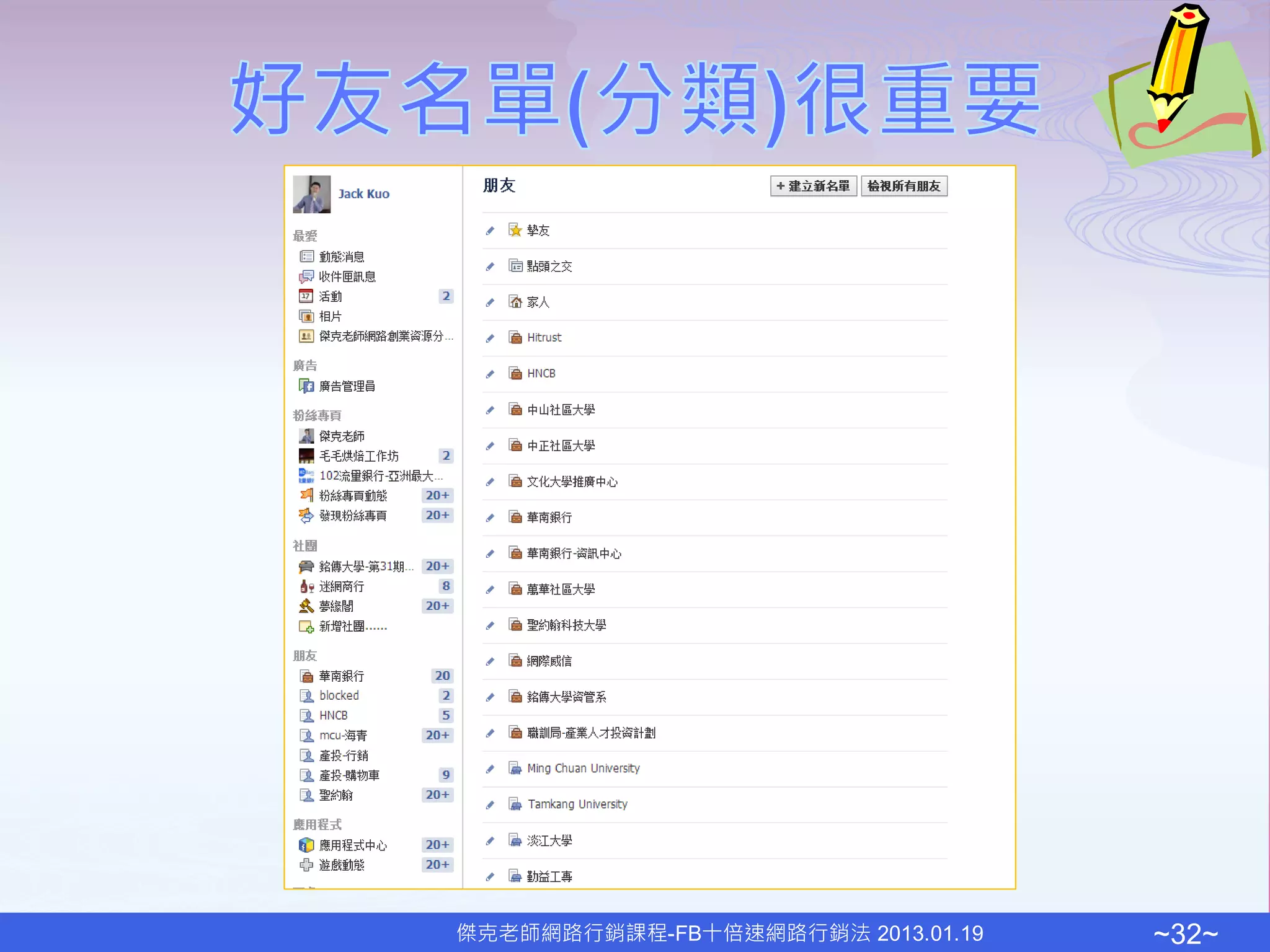 傑克老師網路行銷課程-FB十倍速網路行銷法 2013.01.19   ~32~
 