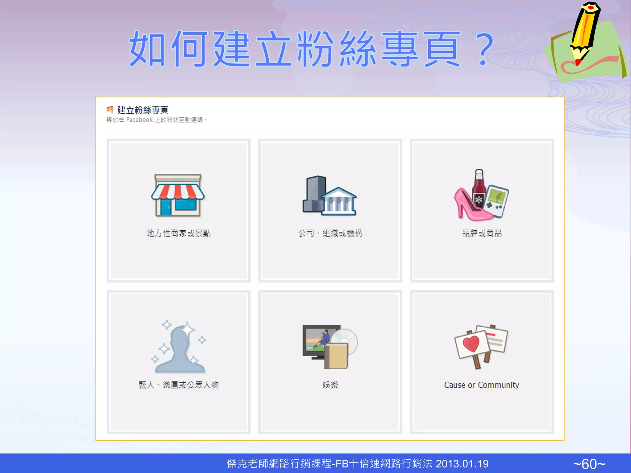 傑克老師網路行銷課程-FB十倍速網路行銷法 2013.01.19   ~60~
 