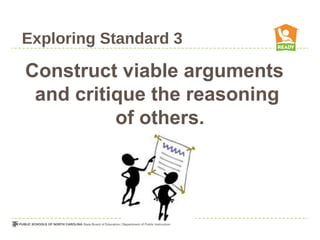 Exploring Standard 3
Construct viable arguments
and critique the reasoning
of others.
 