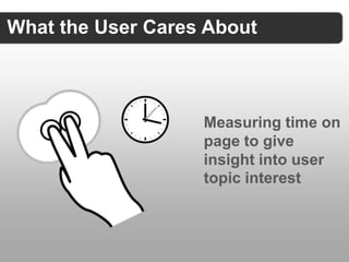 What the User Cares About



                   Measuring time on
                   page to give
                   insig...