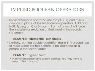 Online Search Techniques-Boolean Searching | PPTX