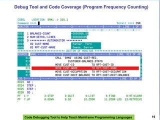 Code Debugging Tool to Help Teach Mainframe Programming Languages
Debug Tool and Code Coverage (Program Frequency Counting)
19
 