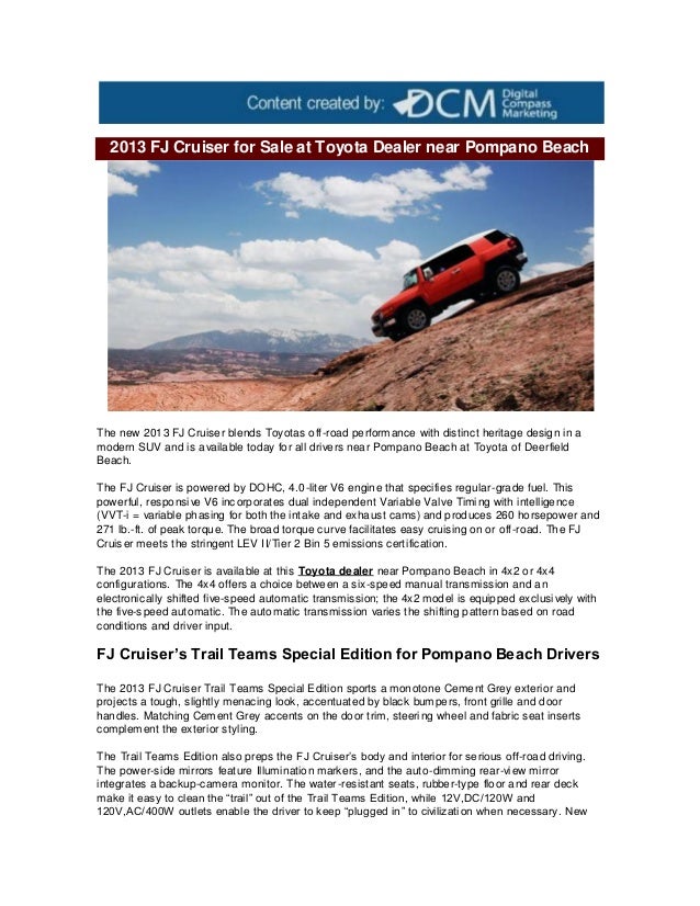 2013 Fj Cruiser For Sale At Toyota Dealer Near Pompano Beach
