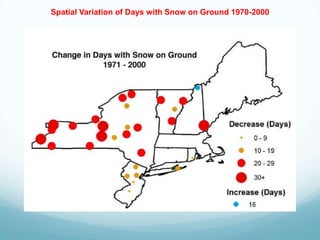 Spatial Variation of Days with Snow on Ground 1970-2000
 