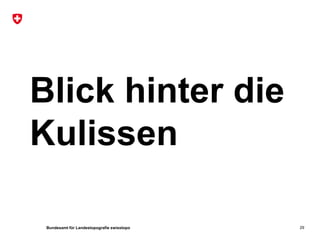 Bundesamt für Landestopografie swisstopo
Blick hinter die
Kulissen
29
 
