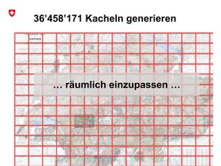 Bundesamt für Landestopografie swisstopo
… räumlich einzupassen …
36’458’171 Kacheln generieren
 