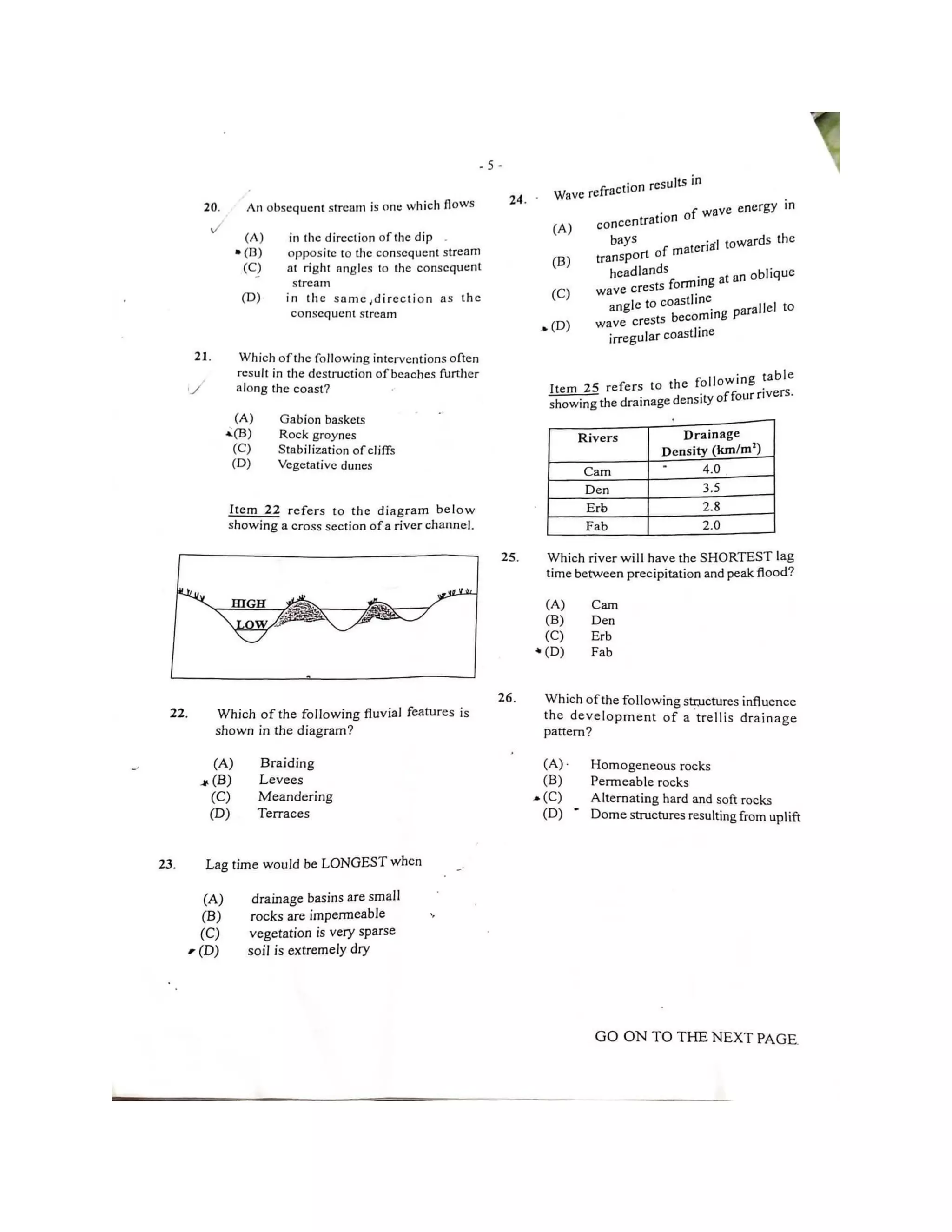 Practice multiple choice past paper for CAPE UNIT 1 Geography-2013