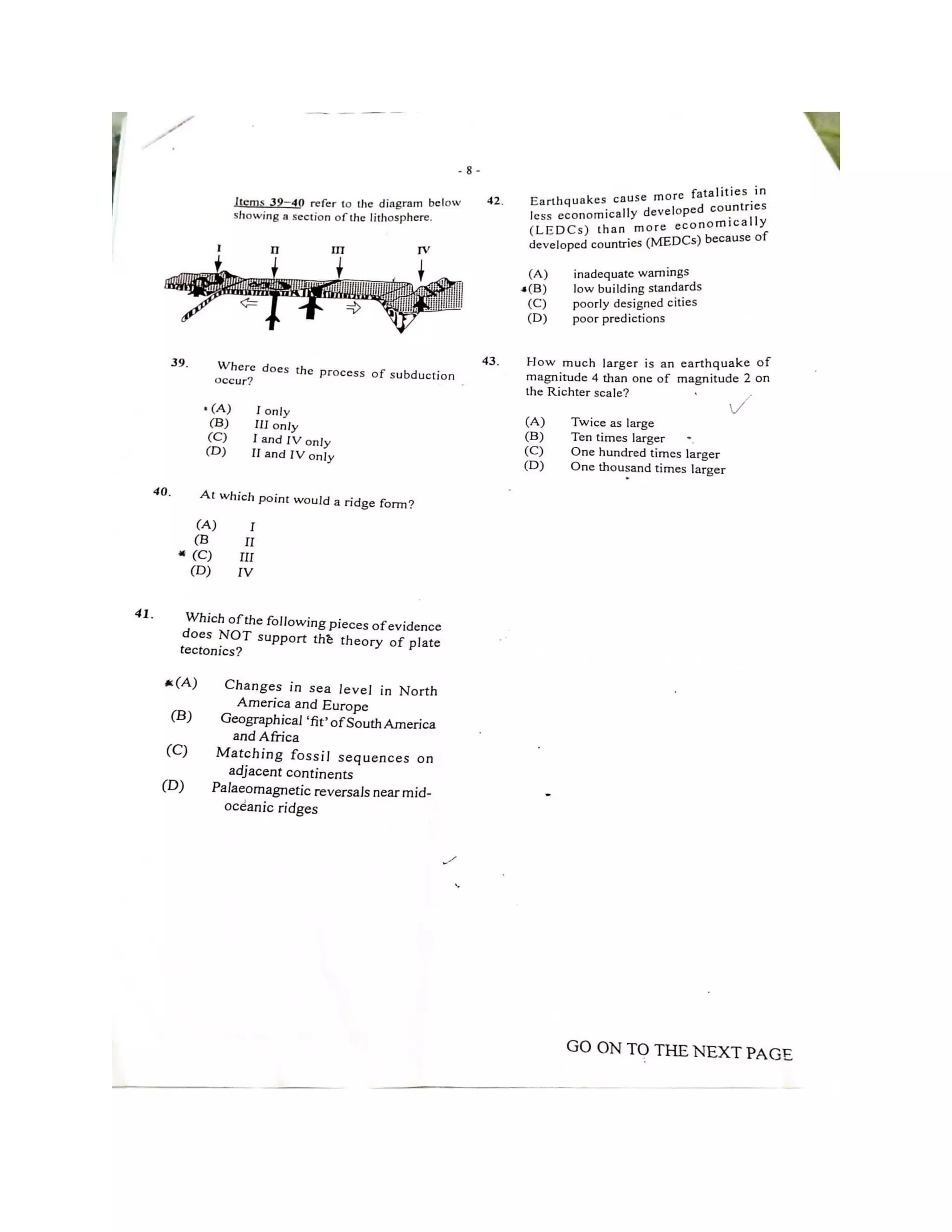 Practice multiple choice past paper for CAPE UNIT 1 Geography-2013