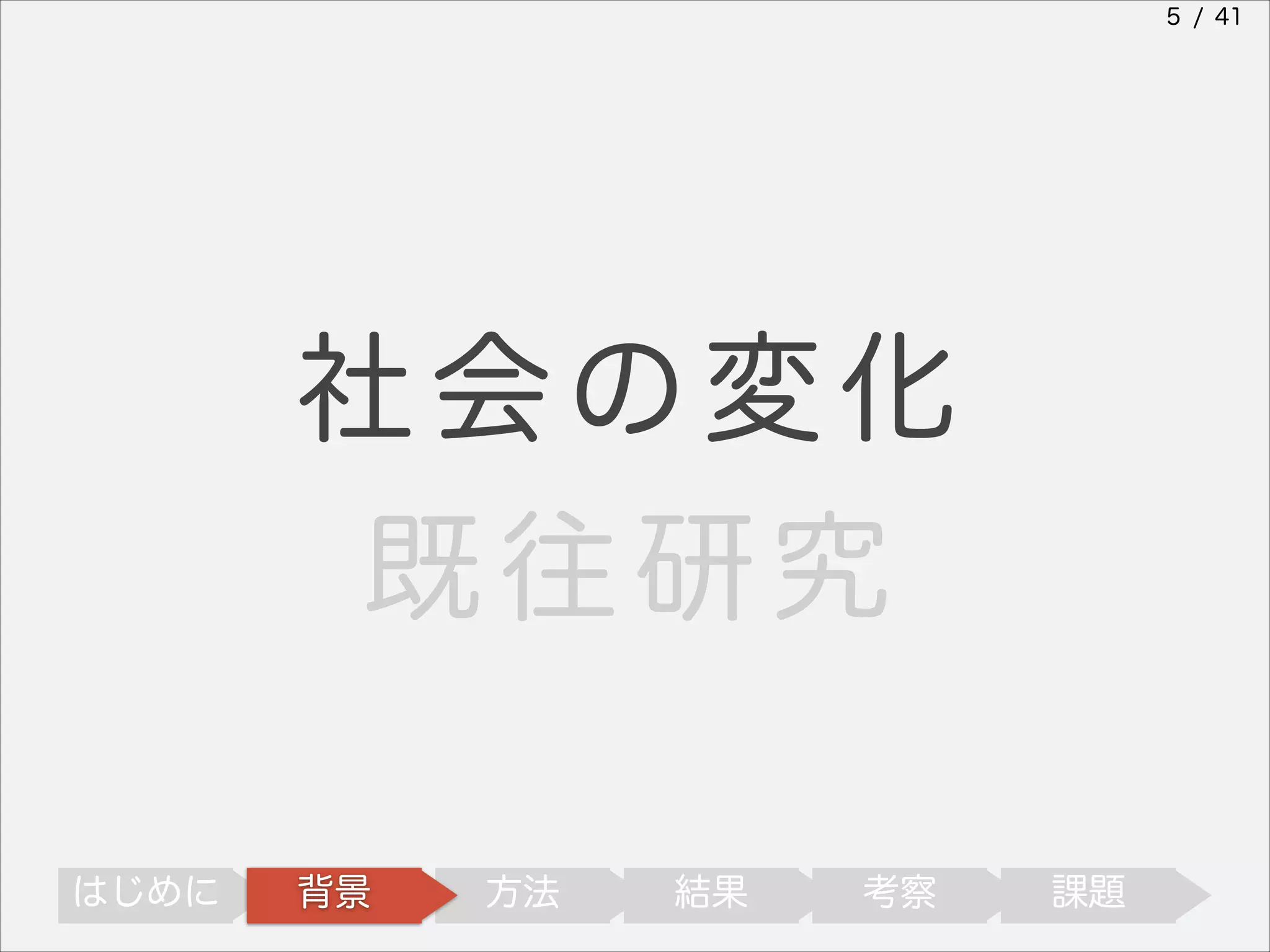 5 / 41

社会の変化
既往研究
はじめに

背景

方法

結果

考察

課題

 