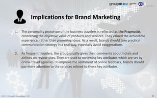 24© 2013 GroupM Knowledge | CIC
Implications for Brand Marketing
1. The personality prototype of the business travelers is...