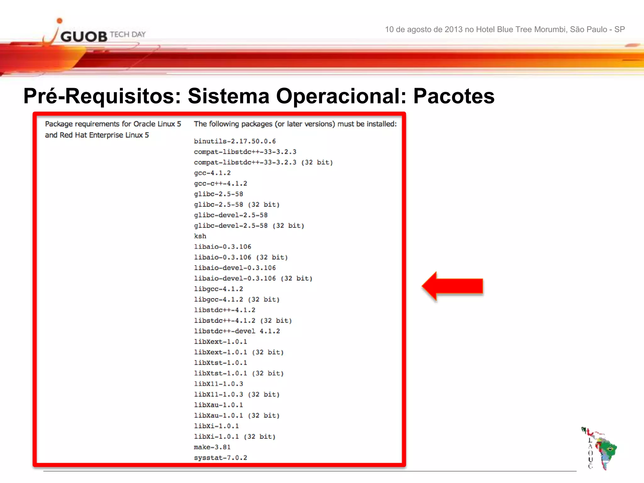 10 de agosto de 2013 no Hotel Blue Tree Morumbi, São Paulo - SP
Pré-Requisitos: Sistema Operacional: Pacotes
 