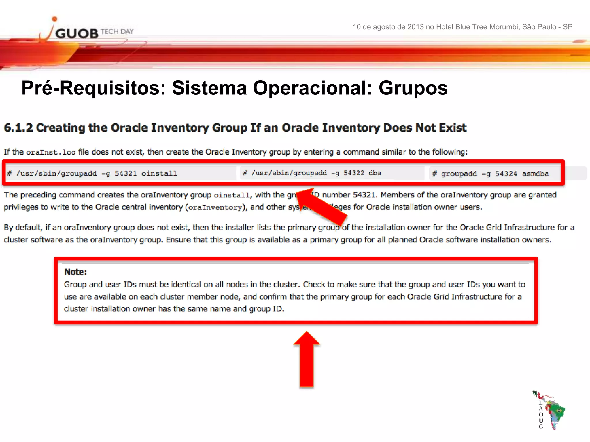10 de agosto de 2013 no Hotel Blue Tree Morumbi, São Paulo - SP
Pré-Requisitos: Sistema Operacional: Grupos
 