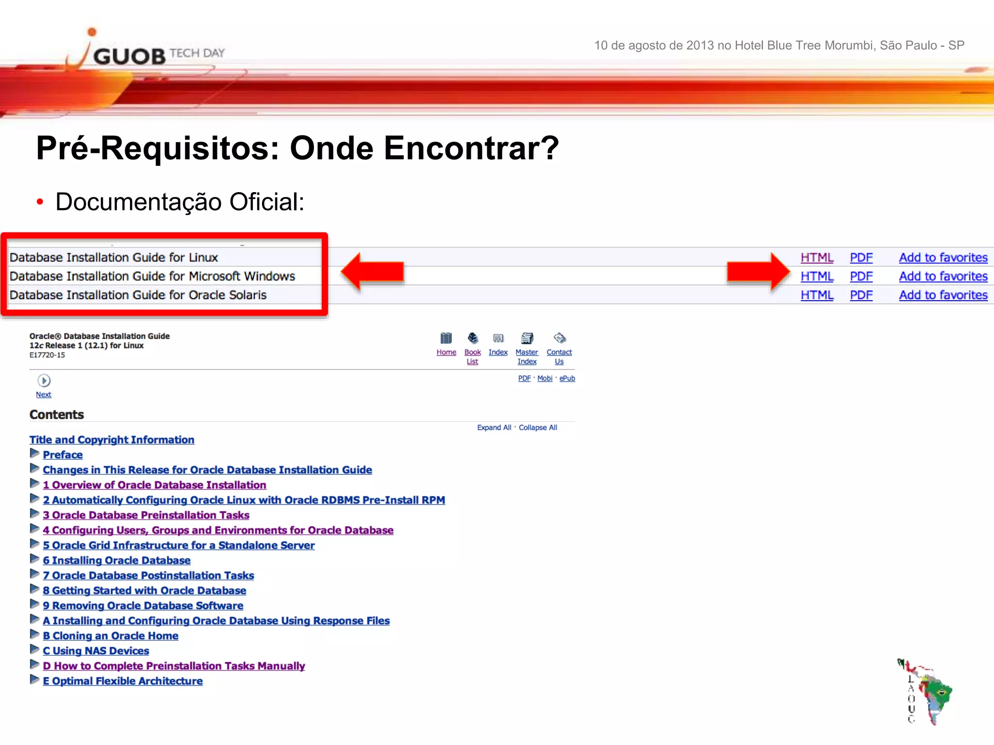 10 de agosto de 2013 no Hotel Blue Tree Morumbi, São Paulo - SP
Pré-Requisitos: Onde Encontrar?
• Documentação Oficial:
 