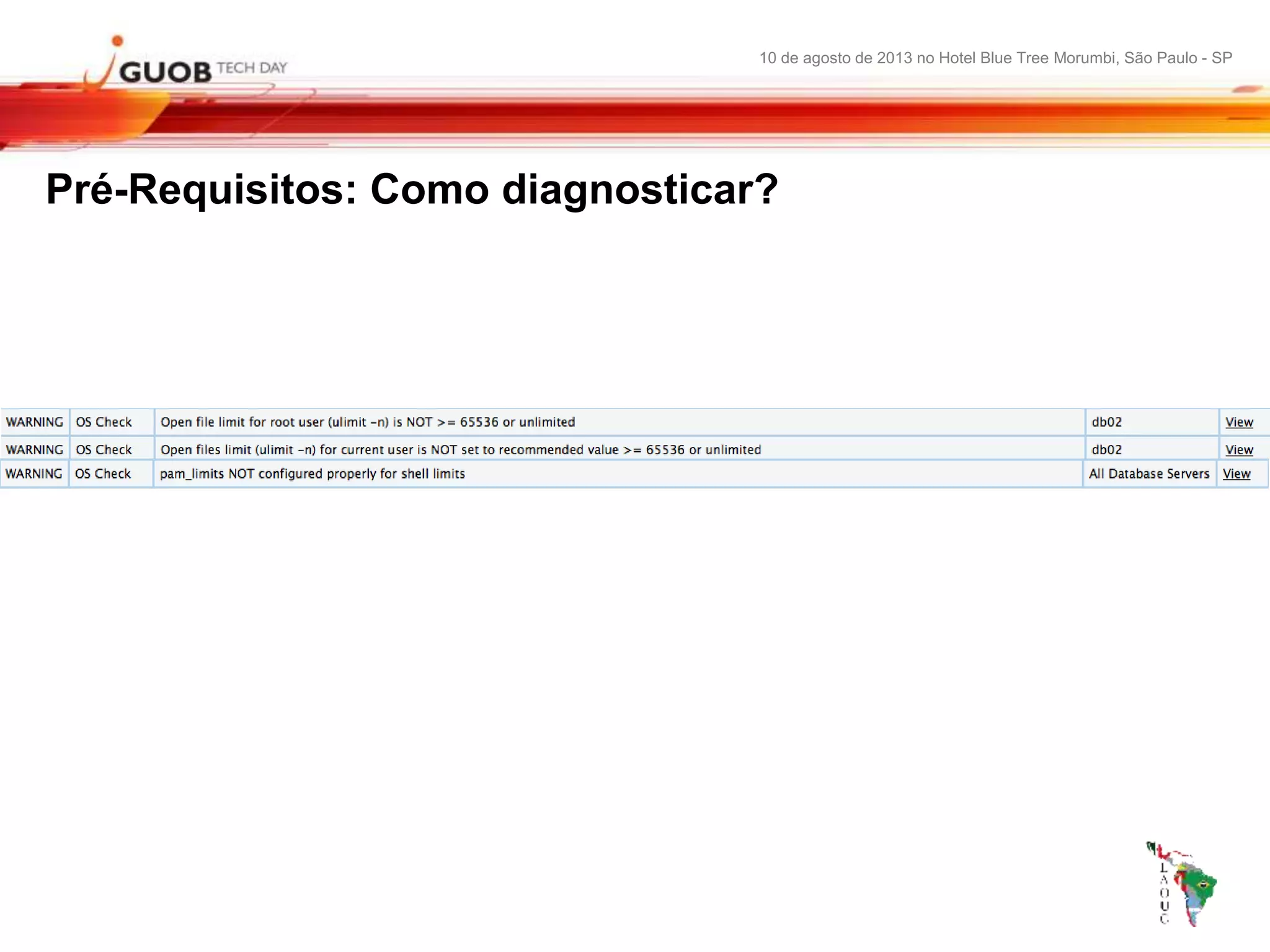 10 de agosto de 2013 no Hotel Blue Tree Morumbi, São Paulo - SP
Pré-Requisitos: Como diagnosticar?
 