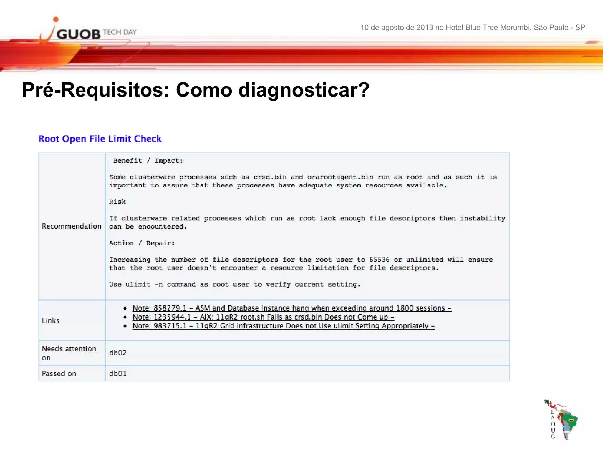 10 de agosto de 2013 no Hotel Blue Tree Morumbi, São Paulo - SP
Pré-Requisitos: Como diagnosticar?
 