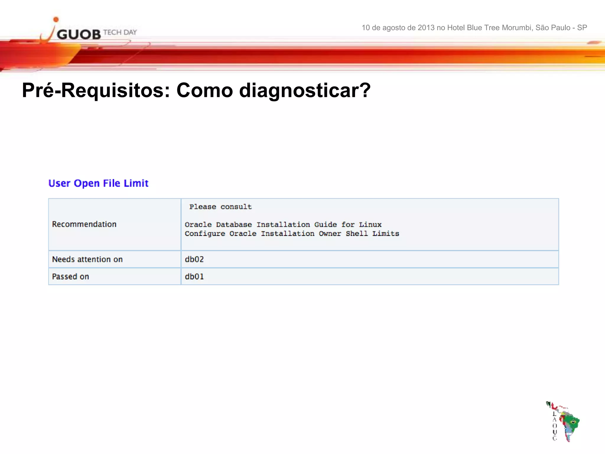 10 de agosto de 2013 no Hotel Blue Tree Morumbi, São Paulo - SP
Pré-Requisitos: Como diagnosticar?
 