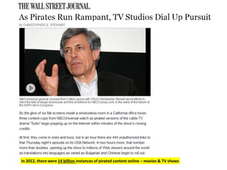 In 2012, there were 14 billion instances of pirated content online – movies & TV shows 
 