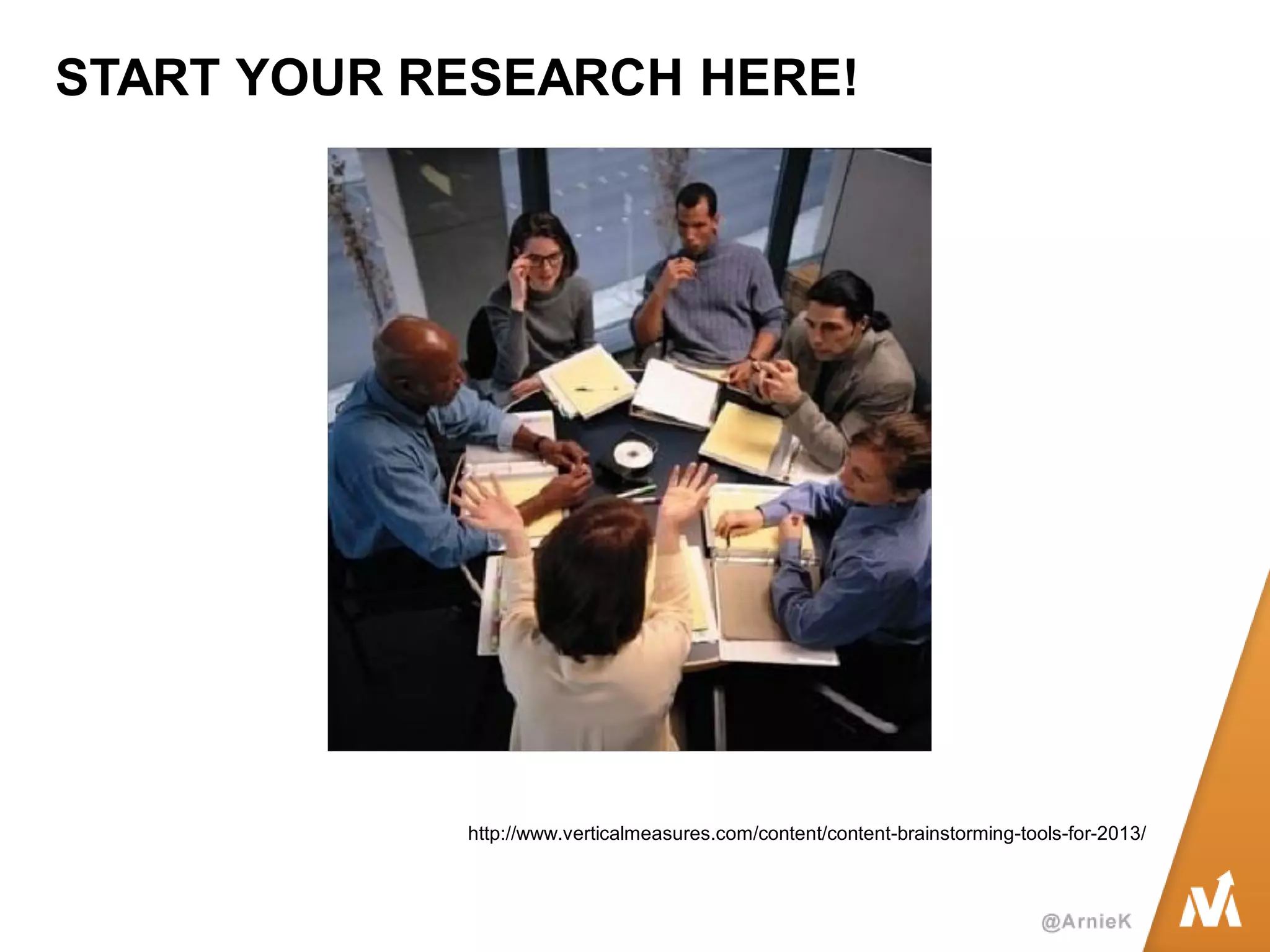 START YOUR RESEARCH HERE! 
http://www.verticalmeasures.com/content/content-brainstorming-tools-for-2013/  