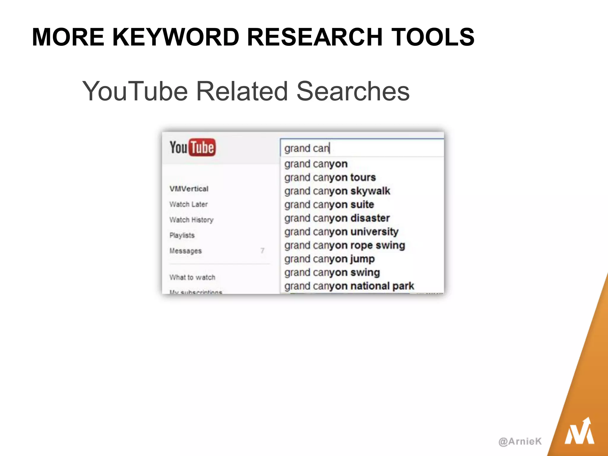 MORE KEYWORD RESEARCH TOOLS 
YouTube Related Searches  