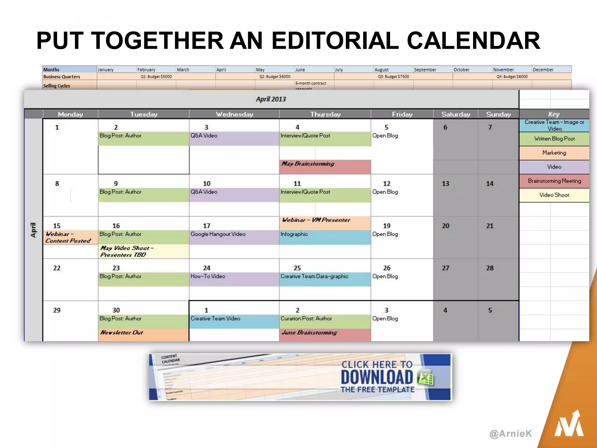 PUT TOGETHER AN EDITORIAL CALENDAR  