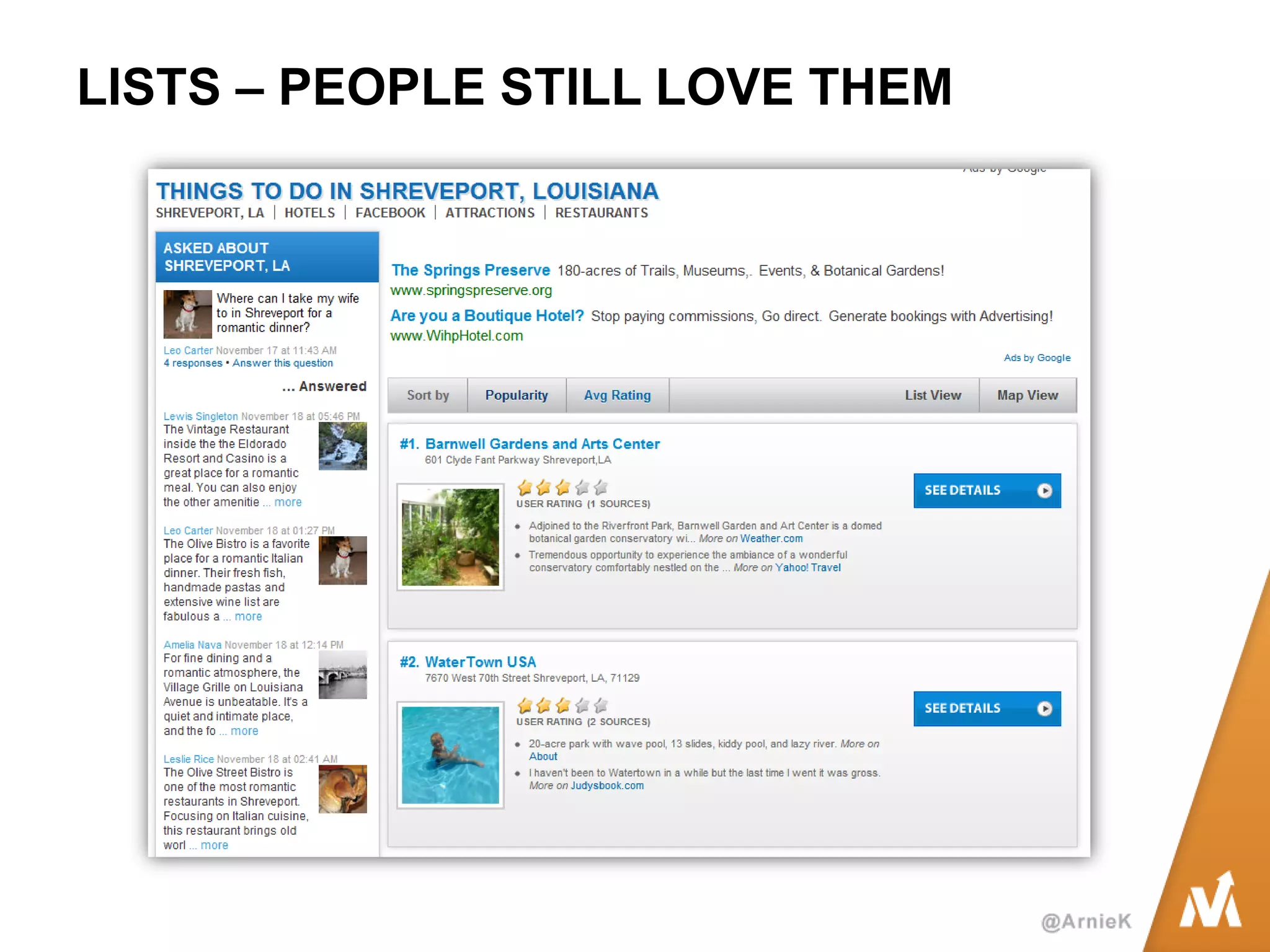 LISTS – PEOPLE STILL LOVE THEM  