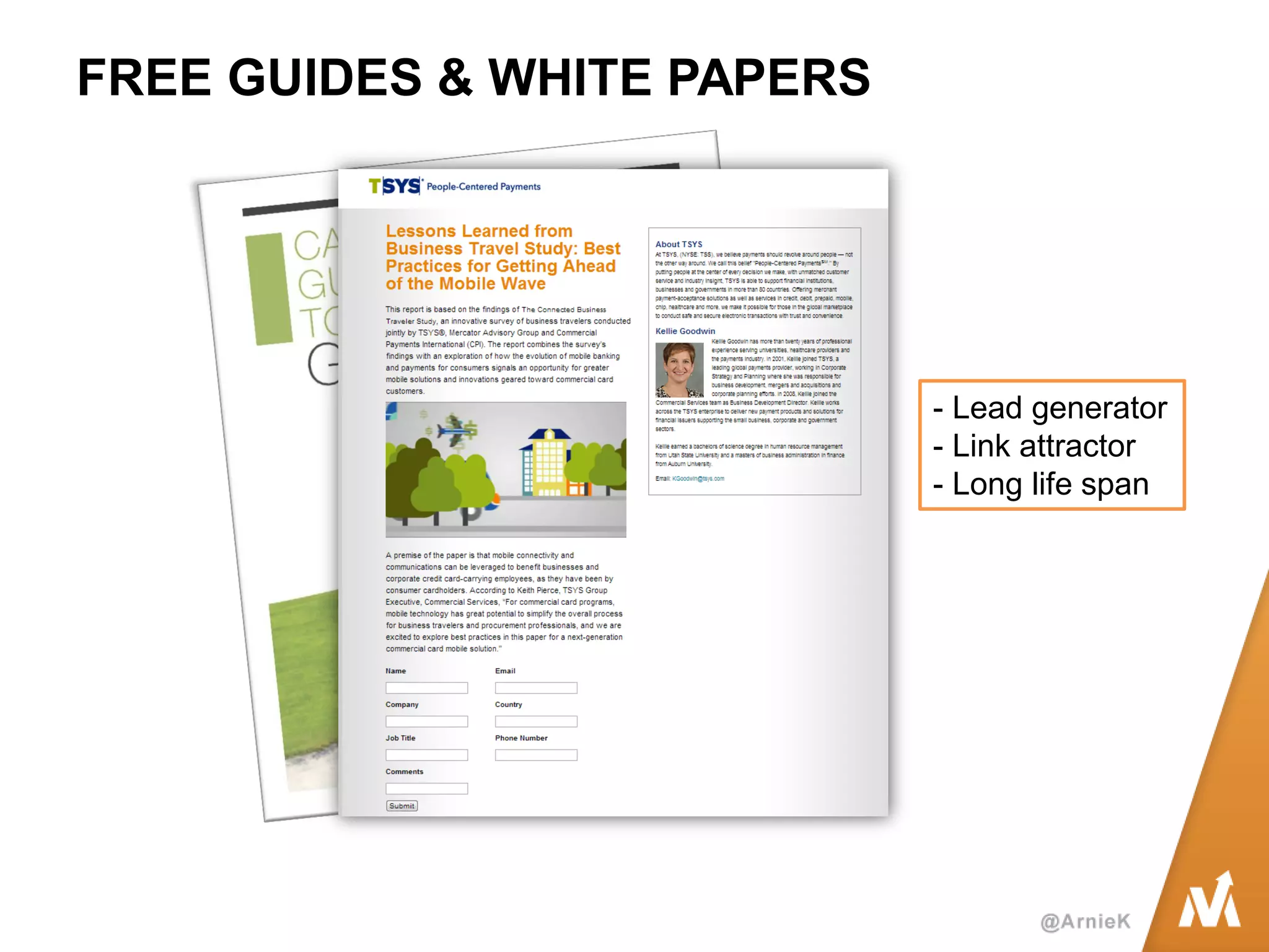 FREE GUIDES & WHITE PAPERS 
- Lead generator 
- Link attractor 
- Long life span  
