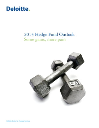 2013 Hedge Fund Outlook
                            Some gains, more pain




Deloitte Center for Financial Services
 