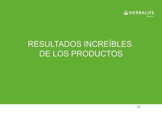 RESULTADOS INCREÍBLES
DE LOS PRODUCTOS

21

 