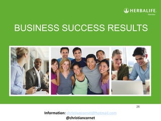 26
BUSINESS SUCCESS RESULTS
Information: christiancornet@hotmail.com
@christiancornet
 