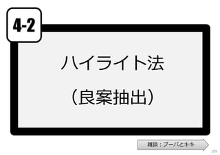 4-2
ハイライト法
（良案抽出）
雑談：ブーバとキキ
109

 