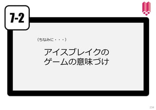 7-2
（ちなみに・・・）

アイスブレイクの
ゲームの意味づけ

234

 
