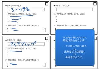 ⼿法毎に書けるように
⽤紙は沢⼭あります。
⼀つに絞って深く書く
or
出来るだけ全部書く
は
お好きなように。

92

 