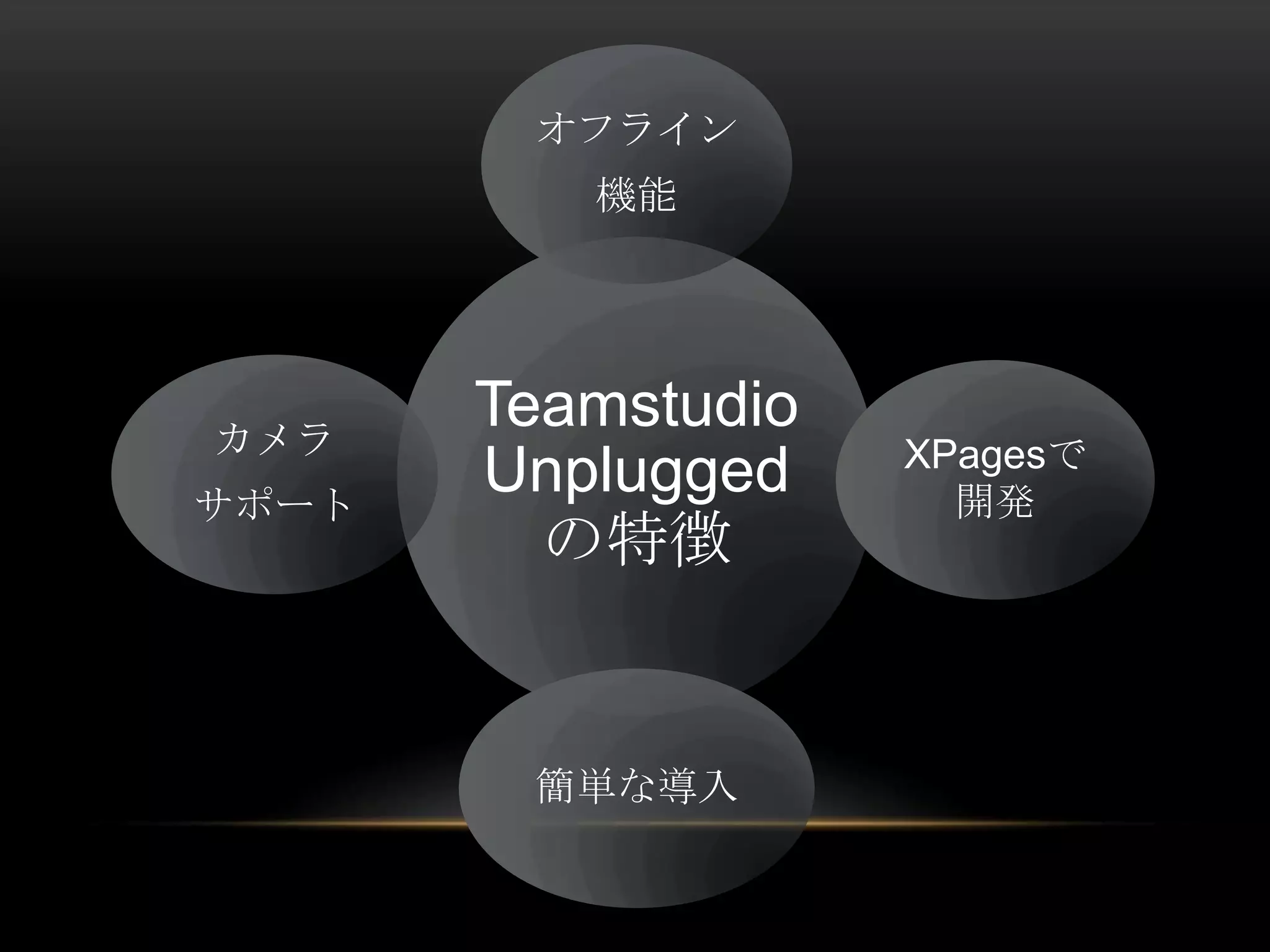 オフライン
機能

カメラ
サポート

Teamstudio
Unplugged
の特徴

簡単な導入

XPagesで
開発

 