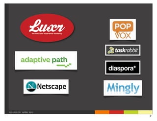 © LUXR.CO APRIL 2013
                       2
 