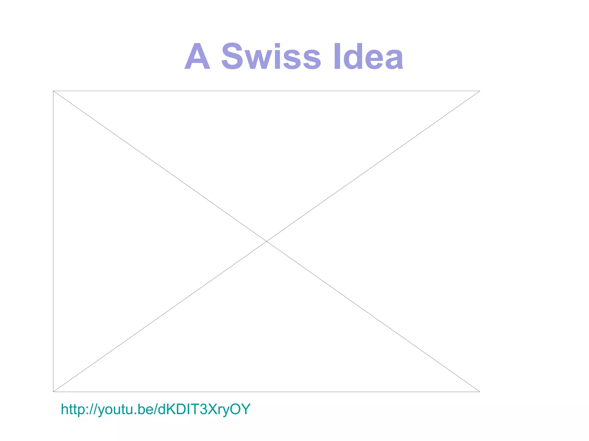 A Swiss Idea




http://youtu.be/dKDIT3XryOY
 