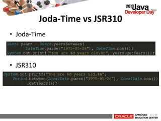 Joda-Time vs JSR310
• Joda-Time
• JSR310
53 / 66
 