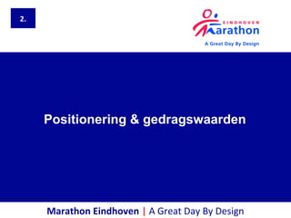 Marathon Eindhoven | A Great Day By Design
Positionering & gedragswaarden
2.
 