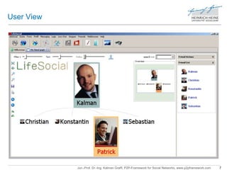 Jun.-Prof. Dr.-Ing. Kalman Graffi, P2P-Framework for Social Networks, www.p2pframework.com 7 
User View 
 