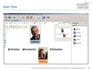 Jun.-Prof. Dr.-Ing. Kalman Graffi, P2P-Framework for Social Networks, www.p2pframework.com 94 
User View 
 