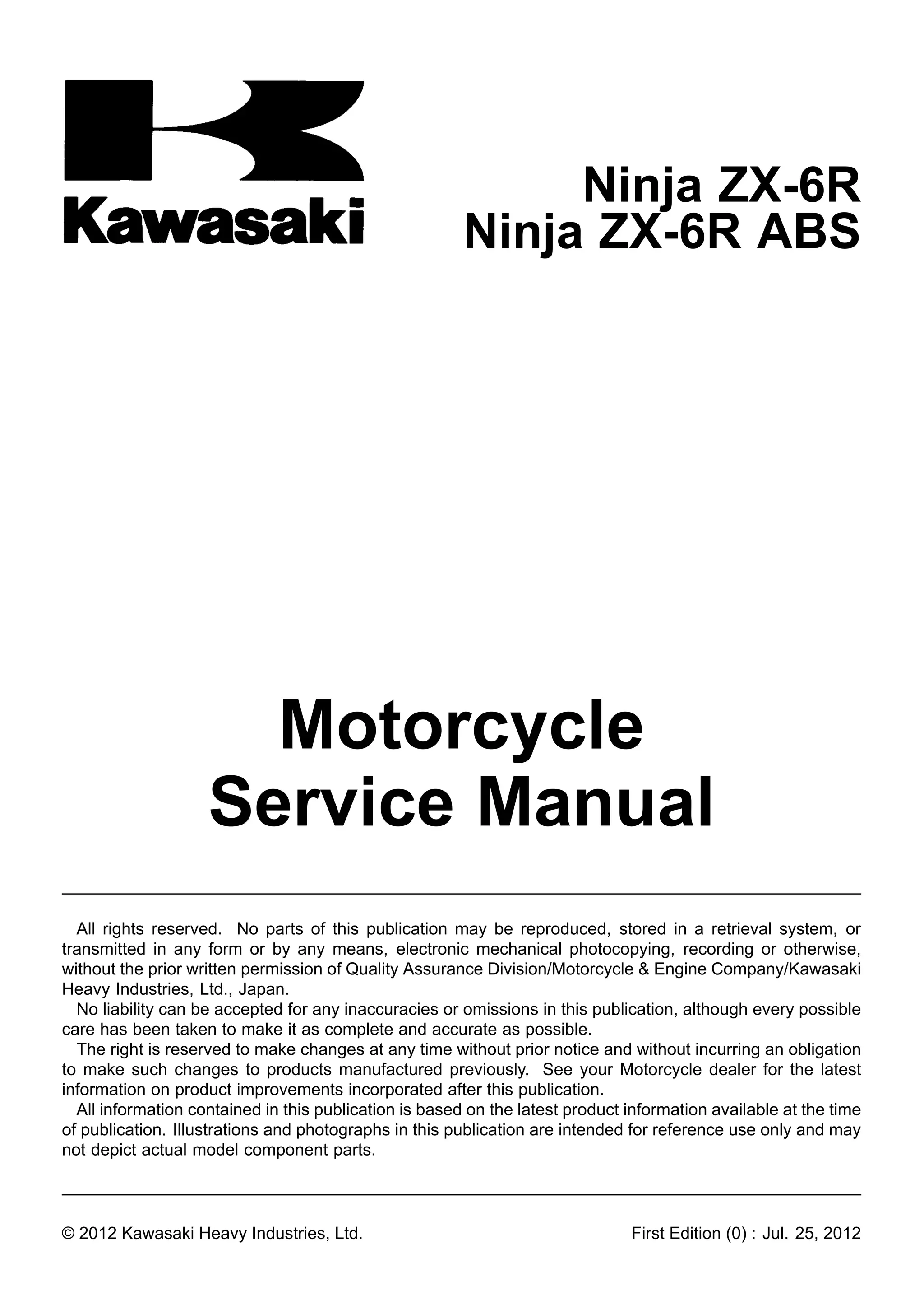 2013 kawasaki zx636 ed service repair manual | PDF