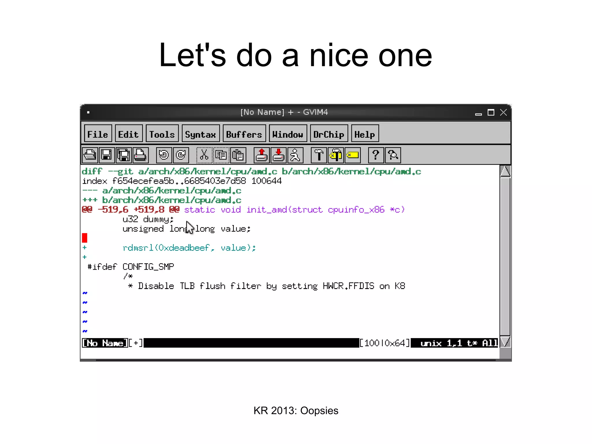 KR 2013: Oopsies
Let's do a nice one
 