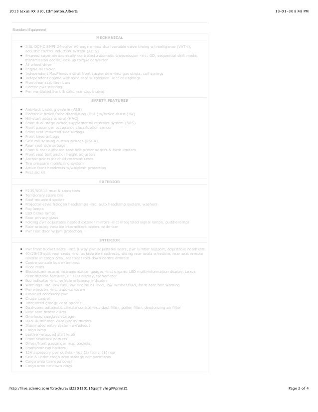 Lexus 350 Suv For Sale Rx 350 Alberta