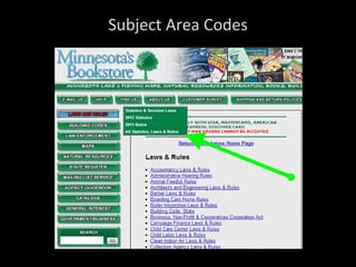 Subject Area Codes
 