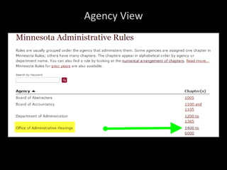 Agency View
https://www.revisor.leg.state.mn.us/rules/
 