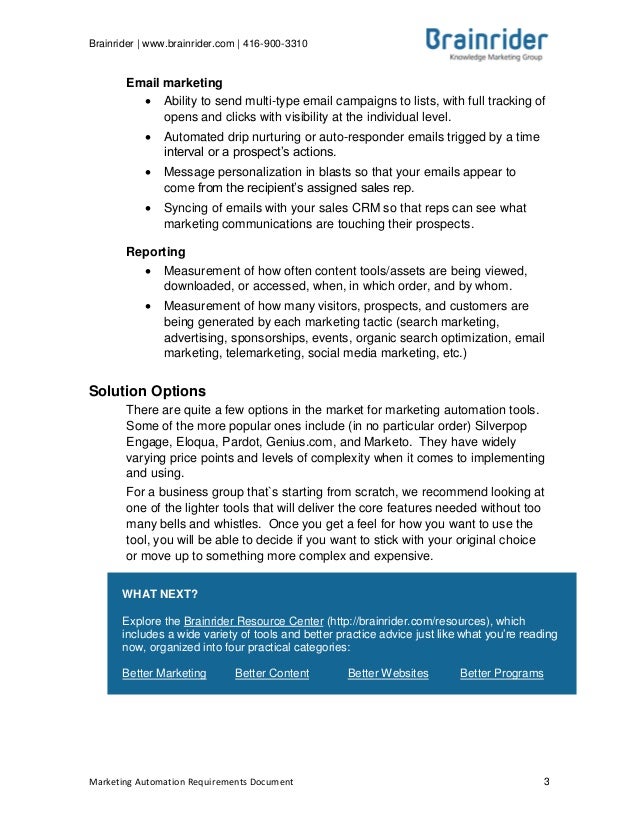 2013 Marketing Automation Requirements Template