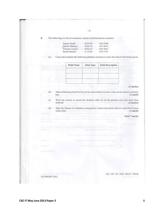 CXC IT May June 2013 Paper 2 8
 