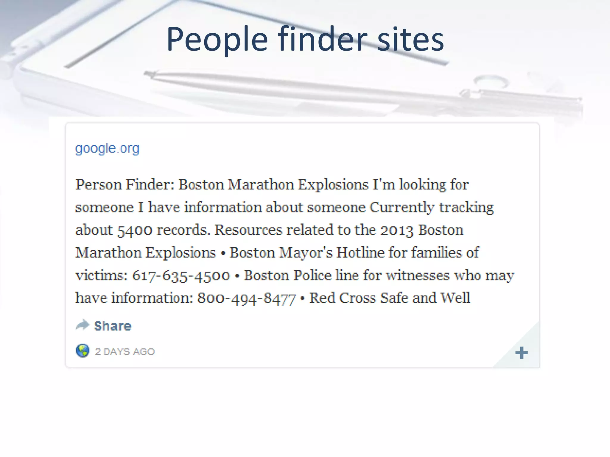 People finder sites
 