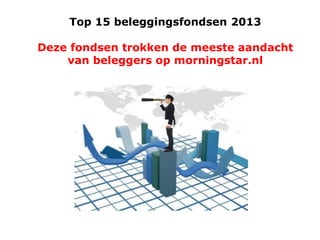 Top 15 beleggingsfondsen 2013

Deze fondsen trokken de meeste aandacht
van beleggers op morningstar.nl

 
